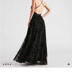 Kimberly Formal Flocked MeshA line dress